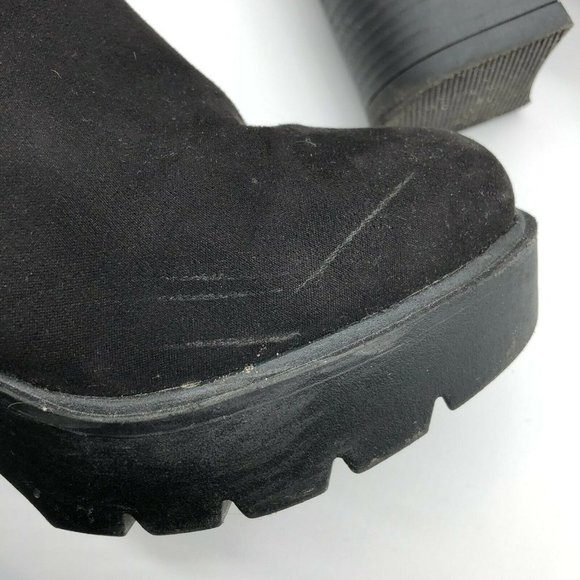 Asos Womens Ankle Chelsea Boots Block Heel Platform Faux Suede Black UK 5W US 7W - Picture 7 of 8